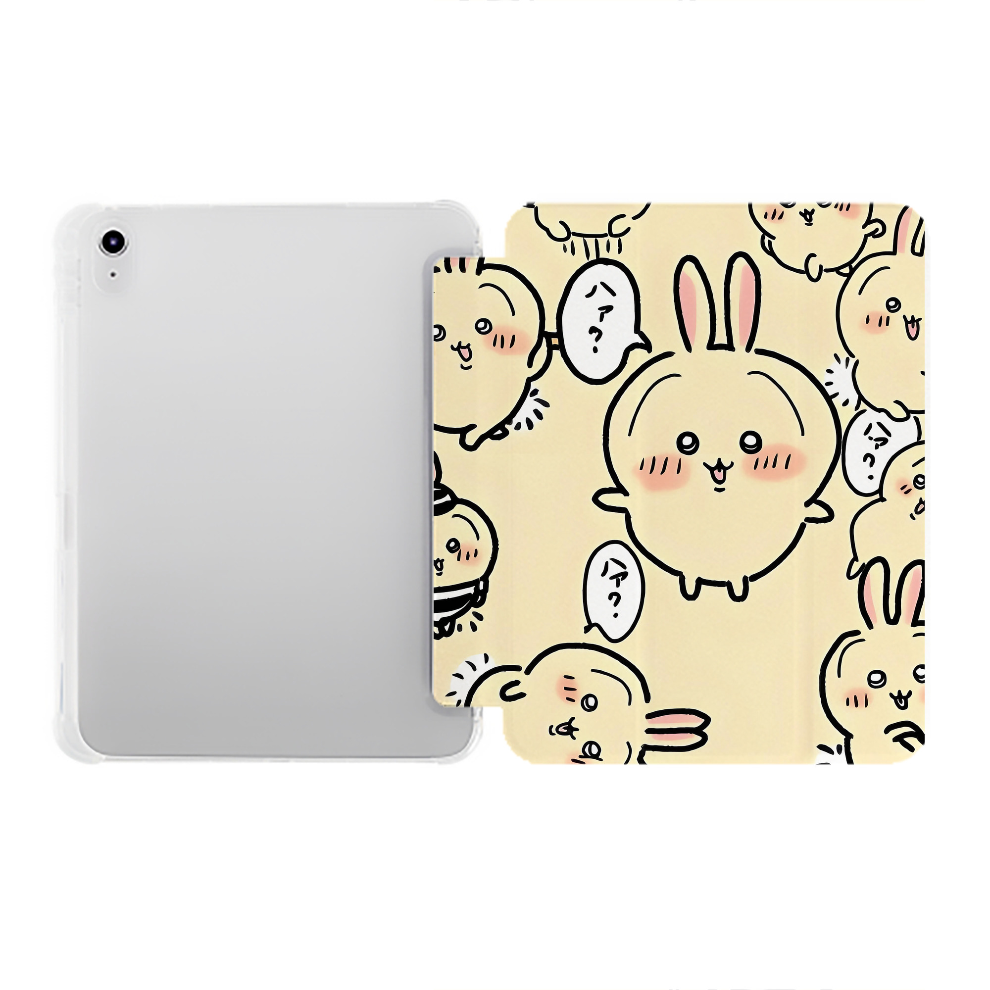 （画像用） ちいかわ Chii-kawa IPad ケース ペン収納付き 三つ折りスタンド PUレザー×シリコン 対応機種9.5/10.5/10.9インチ